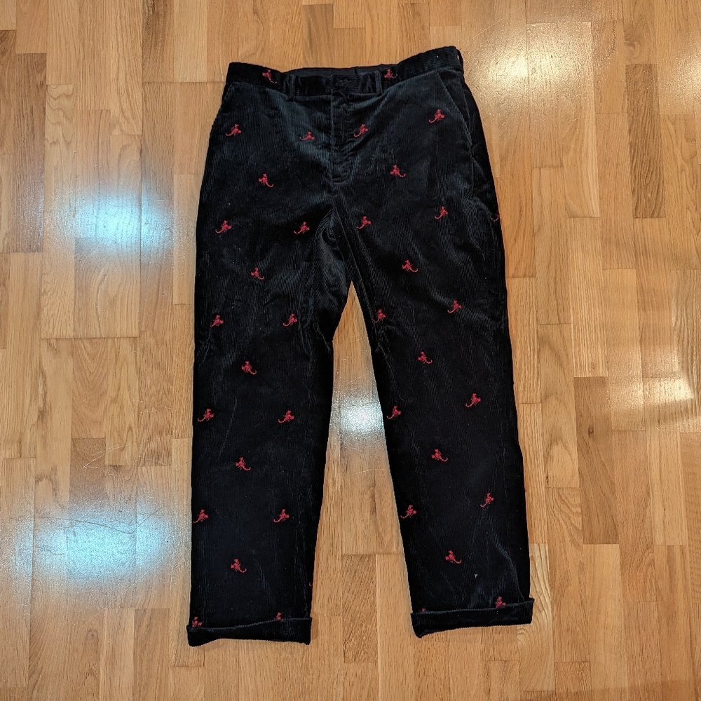 Polo by Ralph Lauren Black Corduroy Pants with Red Embroidery - Picture 2 of 16